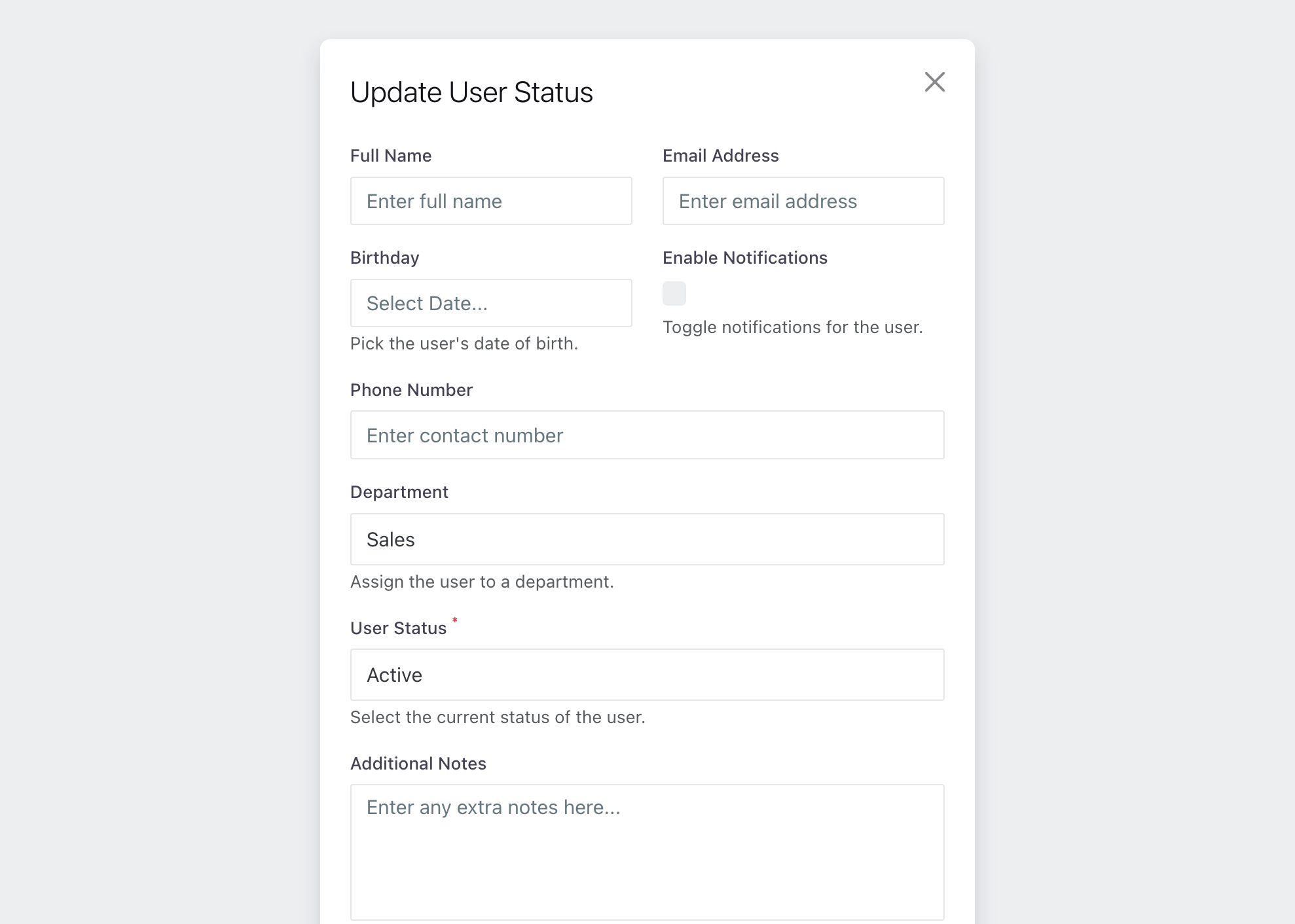❌ Complex form without a clear purpose — makes interaction harder for the user